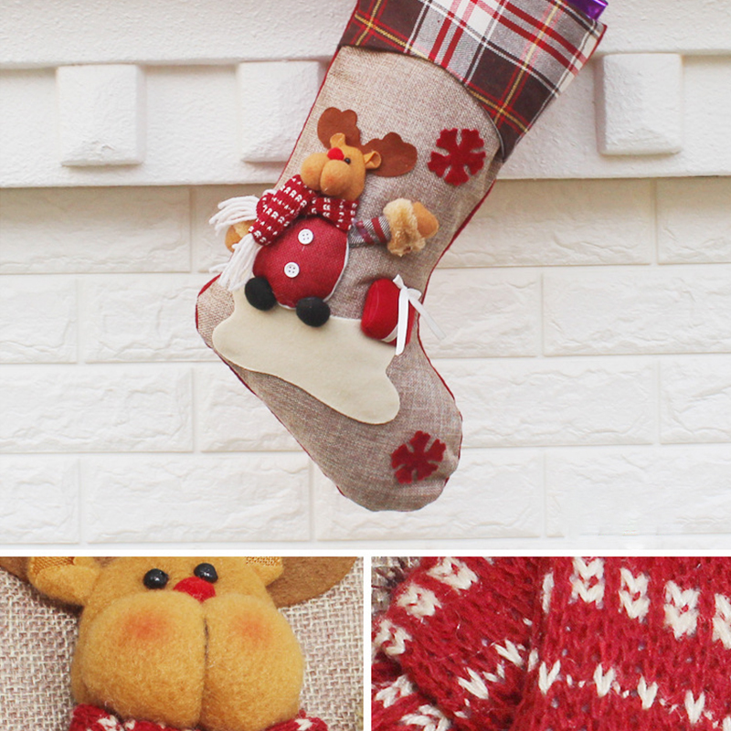 (Santa Claus) Christmas Stockings Xmas Tree Decoration Ornaments Pendant Large Boots Children New Year Candy Bag Santa Claus Gift Socks