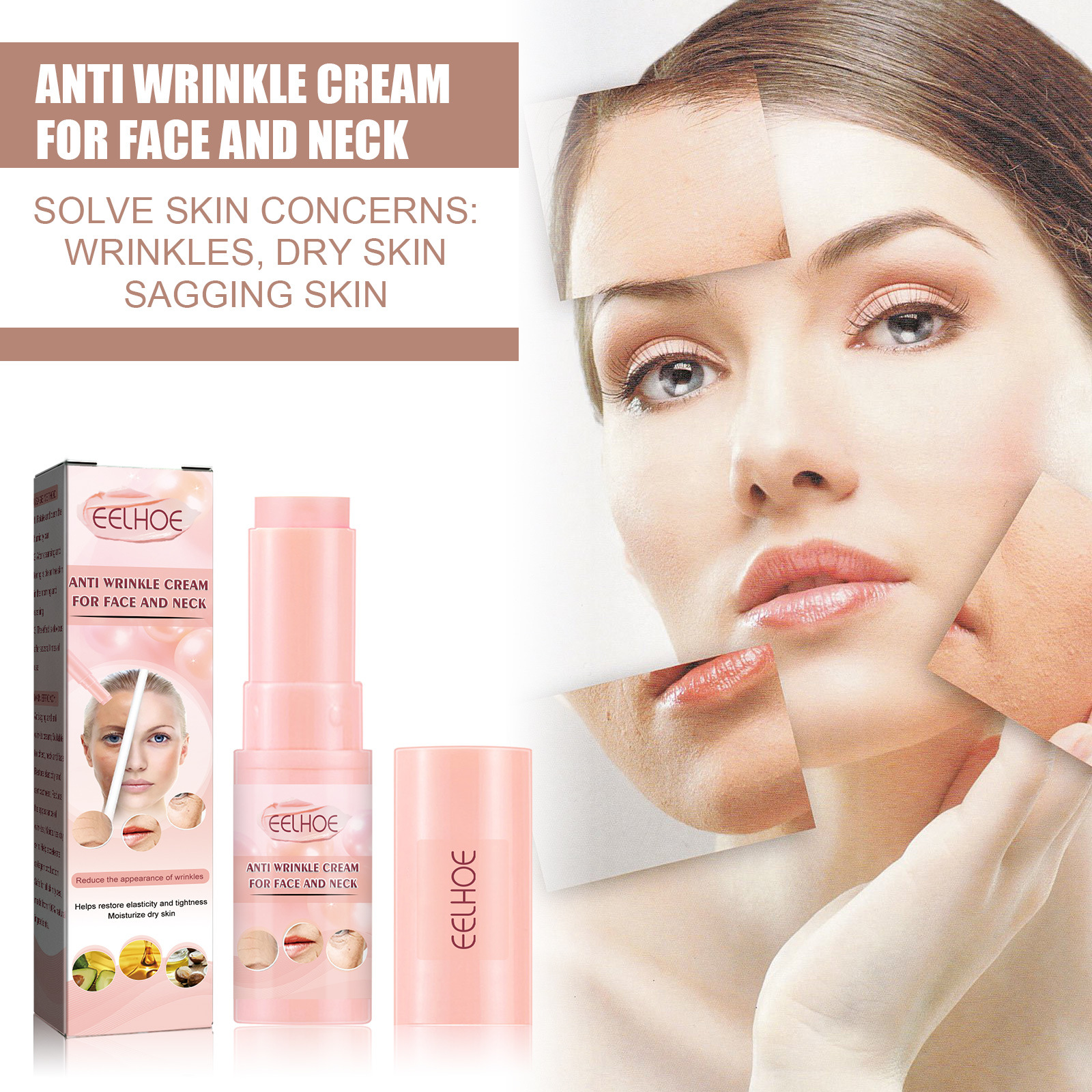 Anti-Aging Face Cream Stick Moisturizer Stick Face Cream Hydrating Balm Tightening Nourishing Anti-Wrinkle Skincare Multi Use