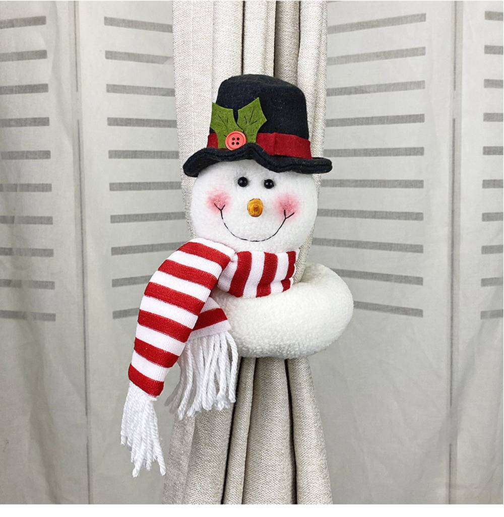 (1PCS Santa Claus) 2PCS 3D Christmas Curtain Tiebacks Dolls Curtain Buckle Holdbacks Curtain Clips Curtain Tie backs Window Strap Buckle Holder Xmas Santa Claus Snowman Window Home Decoration Decors Ornaments