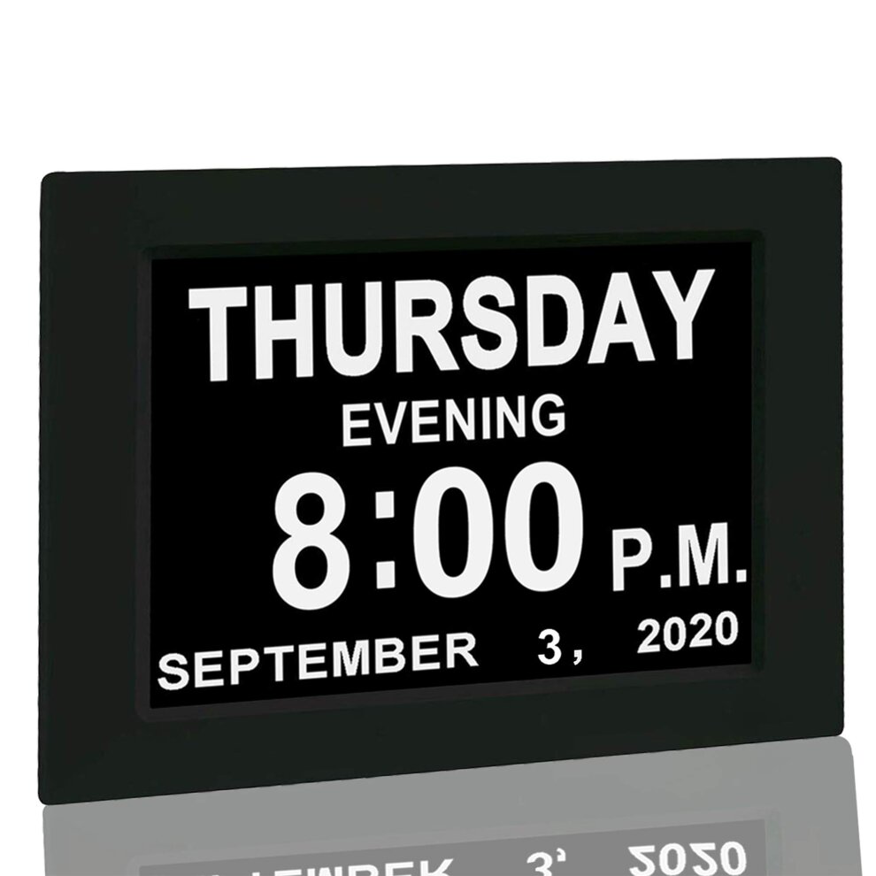 (7 Inch White) Digital Alarm Clock Dementia Elder Christmas Gifts