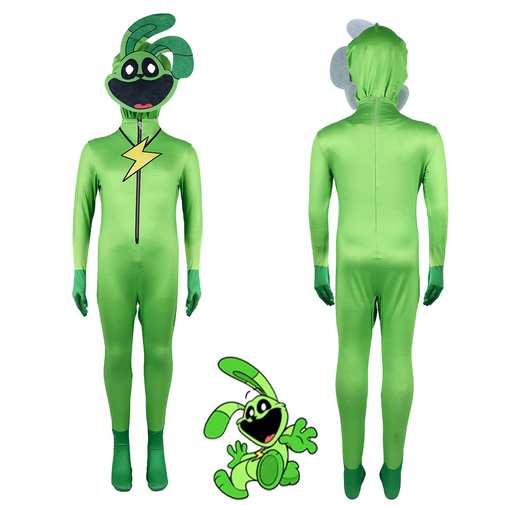 (110CM) Smiling Critters Hoppy Hopscotch Costume Child Halloween Party Dress up With Head Cover Bodysuit