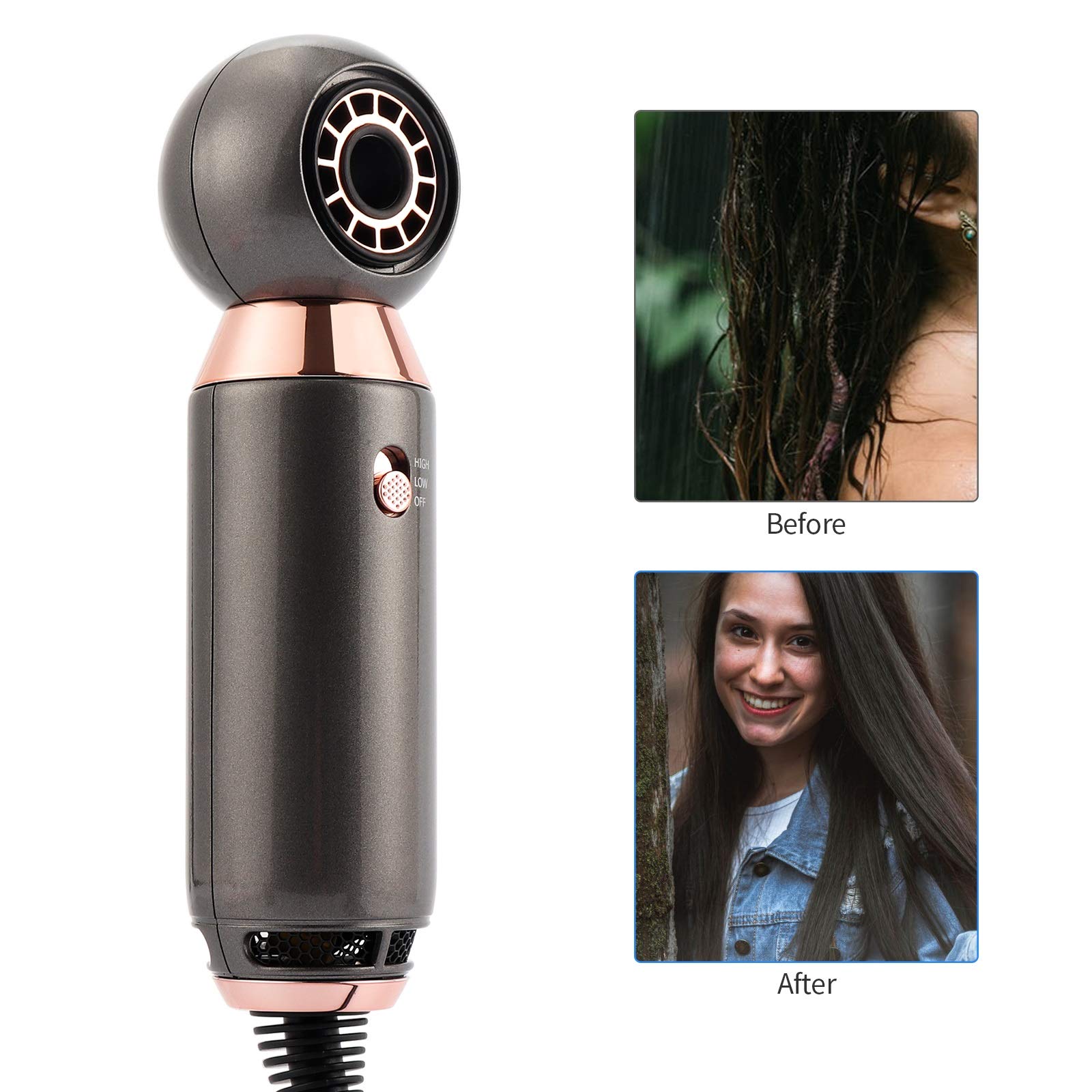 Leafless Hair Dryer Fast Dry Dryer with 360° Magnetic Suction Nozzle Lightweight Fast Drying Blow Dryer for Travel Salon Home Gift