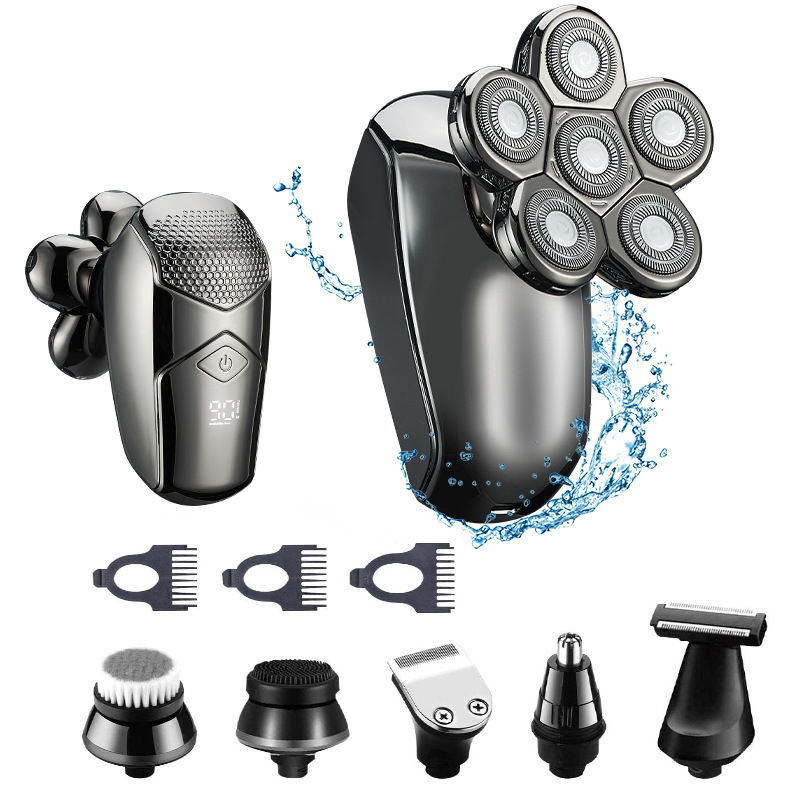 Head Shavers for Men Electric Razor 6 in 1 Hair Bald Head Shaver Cordless LED Trimmer Electric Shavers Waterproof Wet Dry Rotary Shaver Grooming Kit.