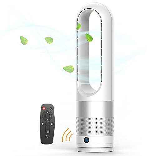 Bladeless Fan Cooler Total 23.62 inch Oscillating Tower Fan with Remote Control 8 Speed Settings 8 Hour Timer Super Quiet Touchable Pedestal Fan for Home Office Bedroom