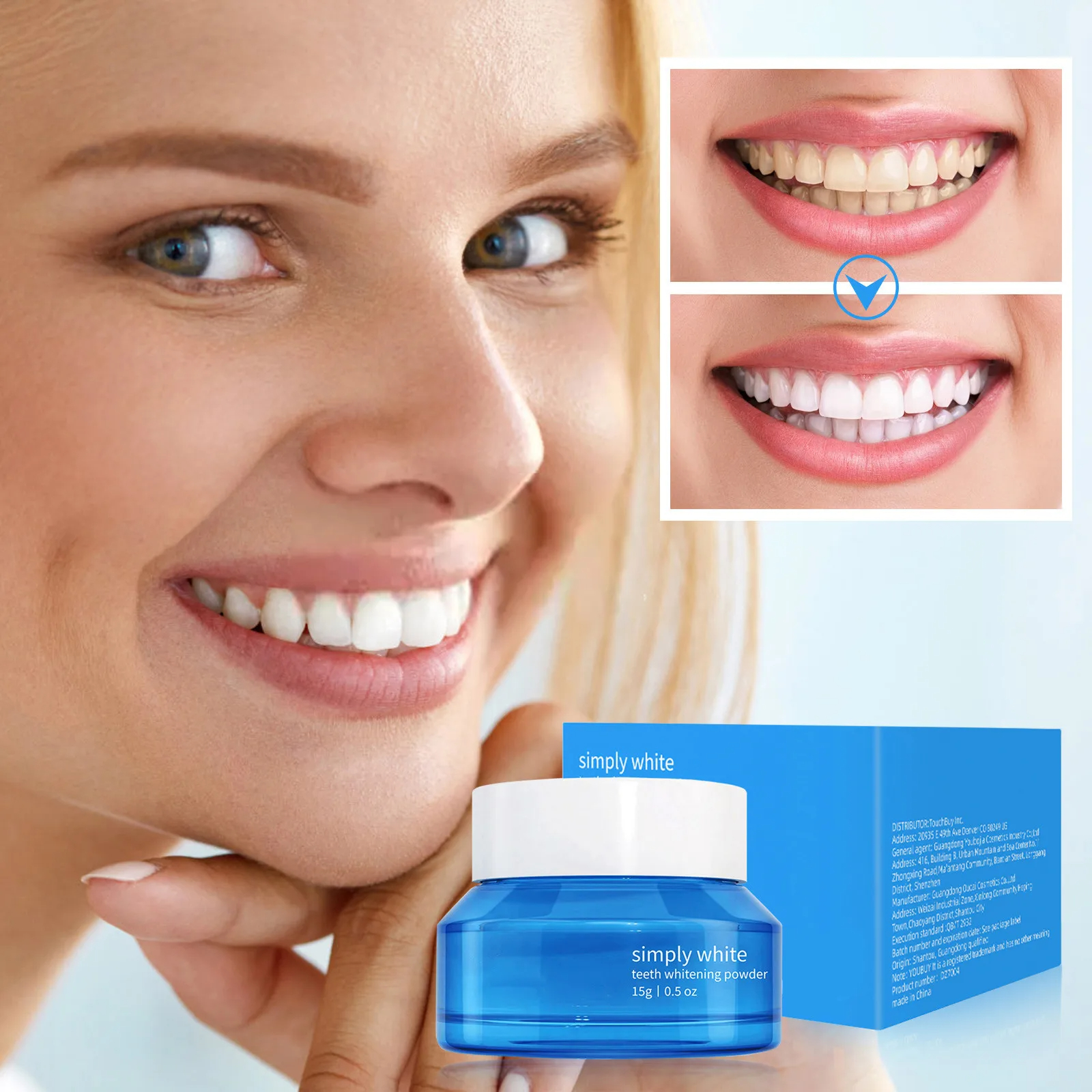 Whitening Teeth Brightening White Powder Reducing Tooth Stains Yellowing Teeth Stains Smoke Stains Dental Plaque Dental Care Teeth Whiteners