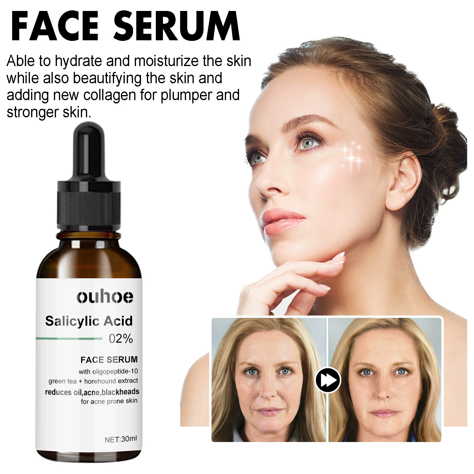 Facial Anti Wrinkle Oil Control Lightening Fine Lines Salicylic Acid Facial Care Essence