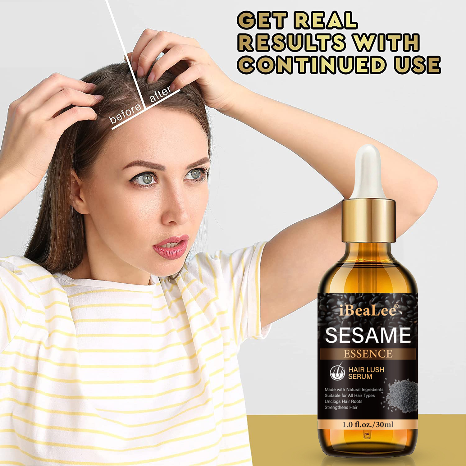 Black Sesame Hair Growth Essence Strengthening and Moisturizing Hair Root Repair Improves Anti Hair Loss and Hair Retention Dense Hair Essential Oil 30ml
