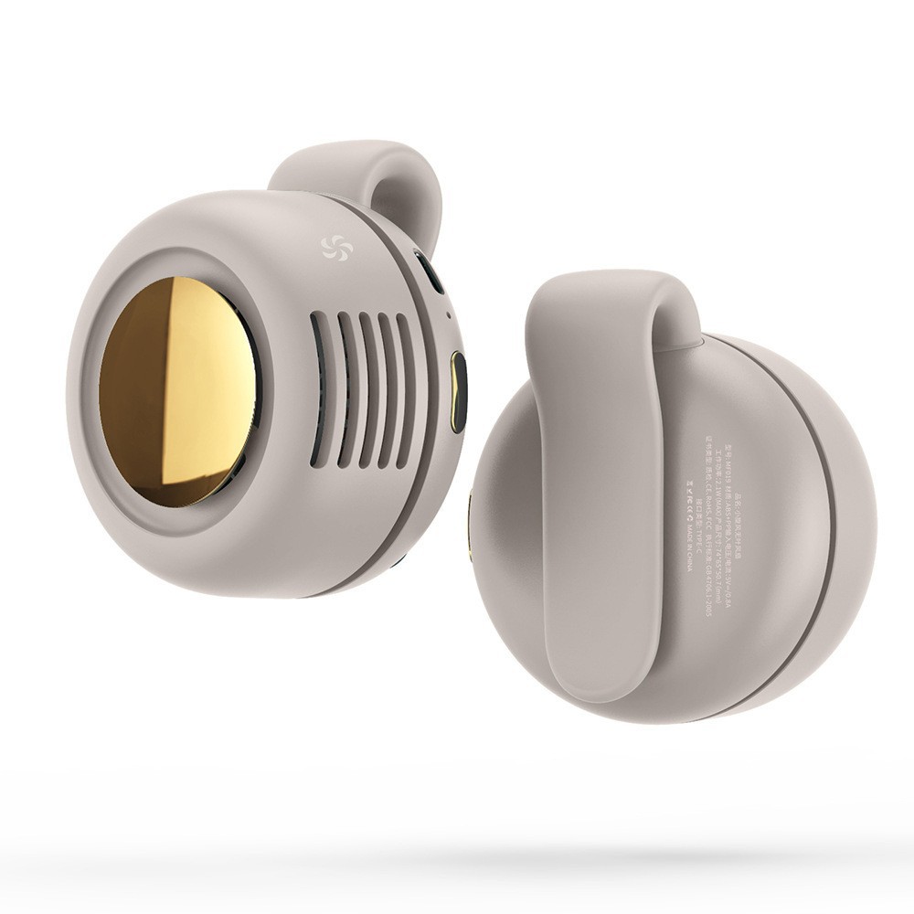 (White) Mini Clip Fans Hanging Waist Neck Fan Girl Electric Air Cooling Fan 900mah USB Leafless Fan 3 Speeds Portable Cooler Air