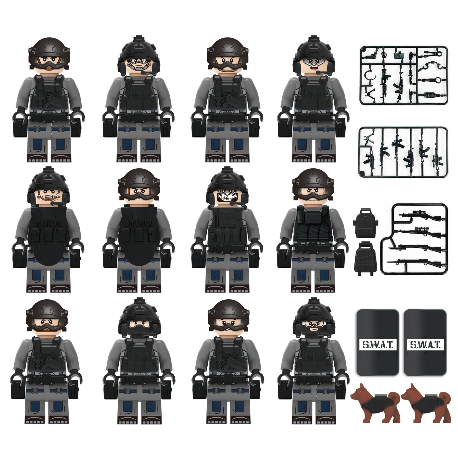 (Police B) Military Battle Building Brick Toy Polic Equipment Assembly Collectible Series Toy Justic Guardian Mini Figure for Kids