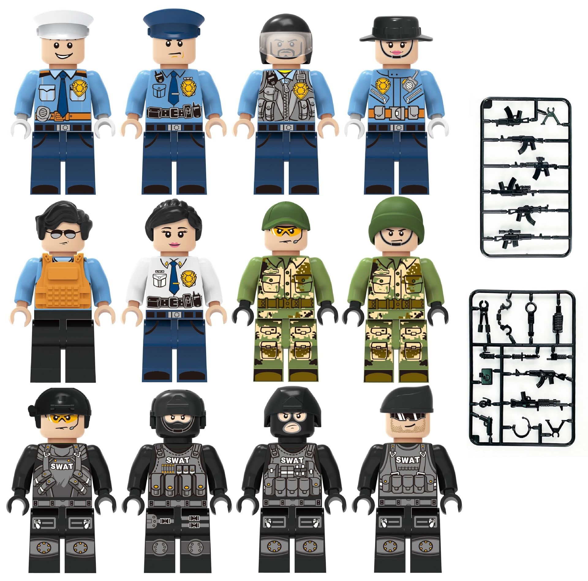 (Police B) Military Battle Building Brick Toy Polic Equipment Assembly Collectible Series Toy Justic Guardian Mini Figure for Kids