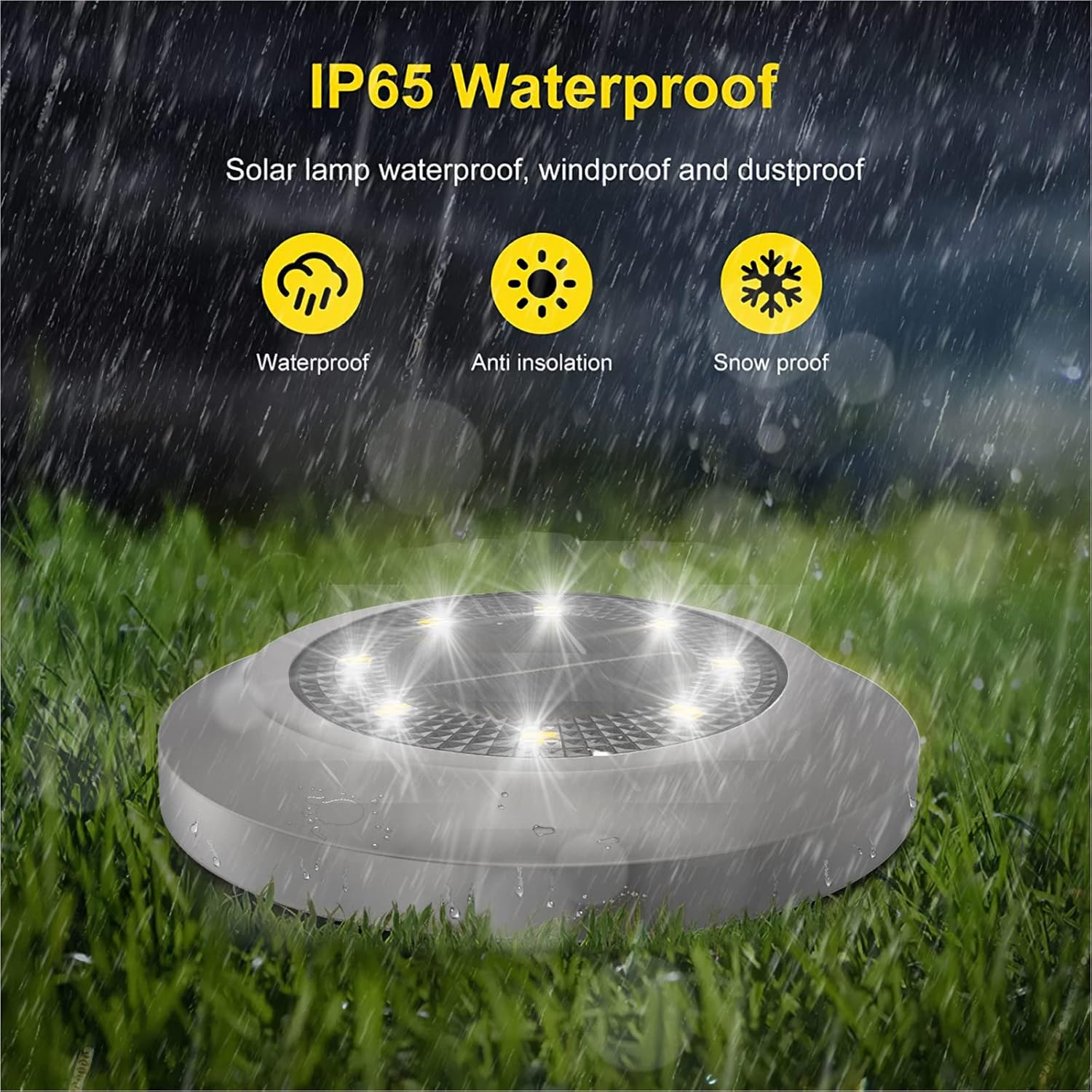 (White) Solar Lights Outdoor Garden,600mAh Solar Ground Lights 8 LED Solar Disk Lights for Garden Lawn Pathway Yard Landscape Walkway 8PCS 