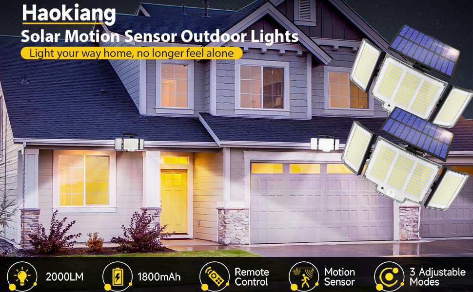 2 Pack 348LED Solar Lights Outdoor Garden 2000LM IP65 3 Modes Solar Security Lights Outdoor Motion Sensor Outdoor Wall Lights Wireless Solar Wall Lights Outdoor