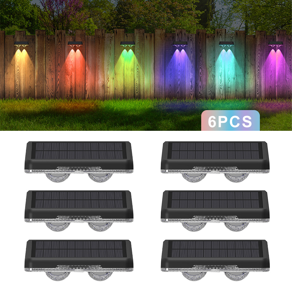 6 Pack Solar Retro Wall Lamps RGB LED Solar Wall Lights Deck Lamp For Courtyard Fence Home Garden Landscape Decorative Lighting
