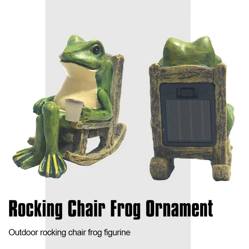 Solar Frog Light Outdoor Waterproof Resin Decorative Garden Lamp for Yard Courtyard Park Pathway Landscape Lighting Decor