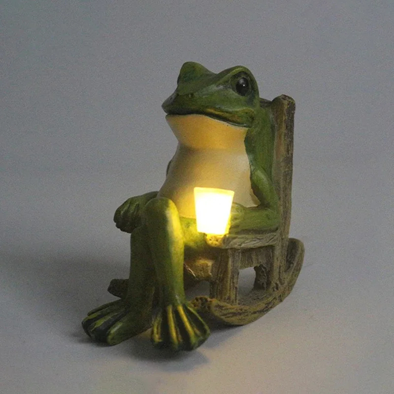 Solar Frog Light Outdoor Waterproof Resin Decorative Garden Lamp for Yard Courtyard Park Pathway Landscape Lighting Decor