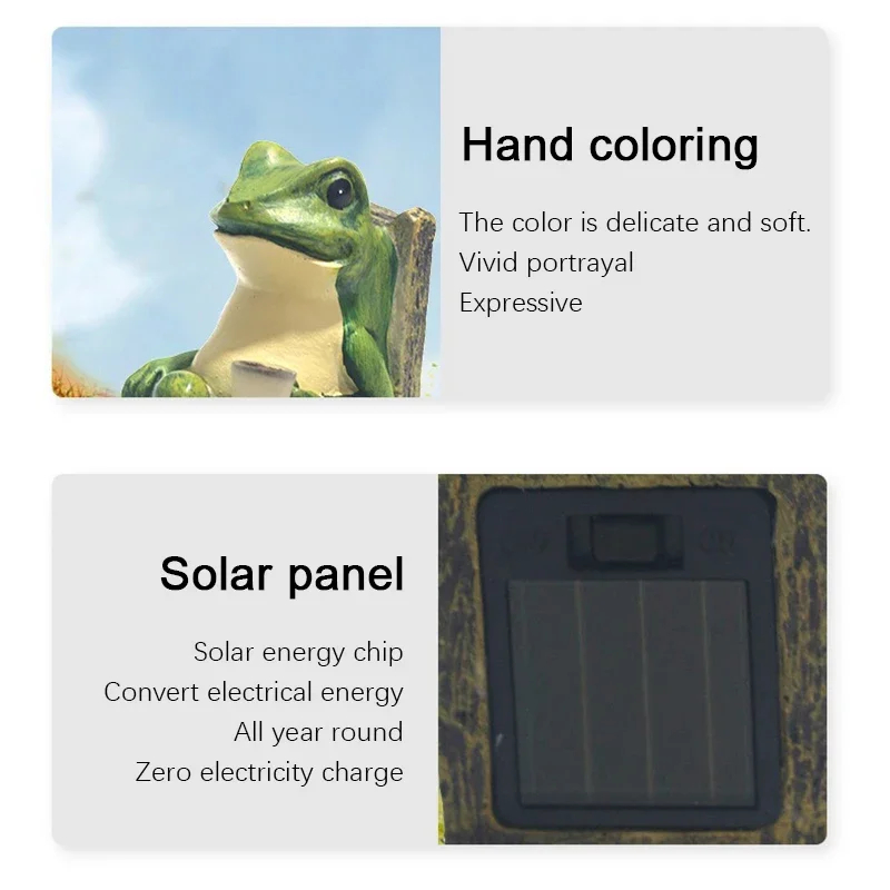 Solar Frog Light Outdoor Waterproof Resin Decorative Garden Lamp for Yard Courtyard Park Pathway Landscape Lighting Decor