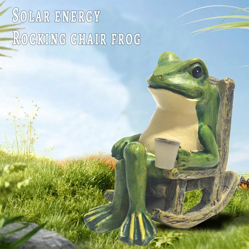 Solar Frog Light Outdoor Waterproof Resin Decorative Garden Lamp for Yard Courtyard Park Pathway Landscape Lighting Decor