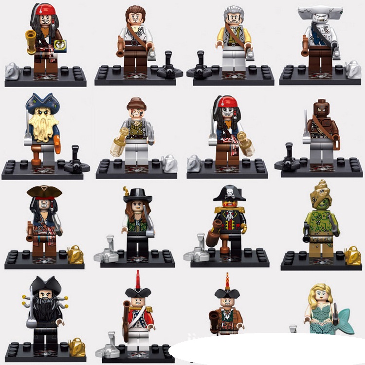 Minifigure Classic Movie Pirates of the Caribbean Figures Building Blocks Sets Captain Jack Sparrow Davy Jones Accessories Children Toys