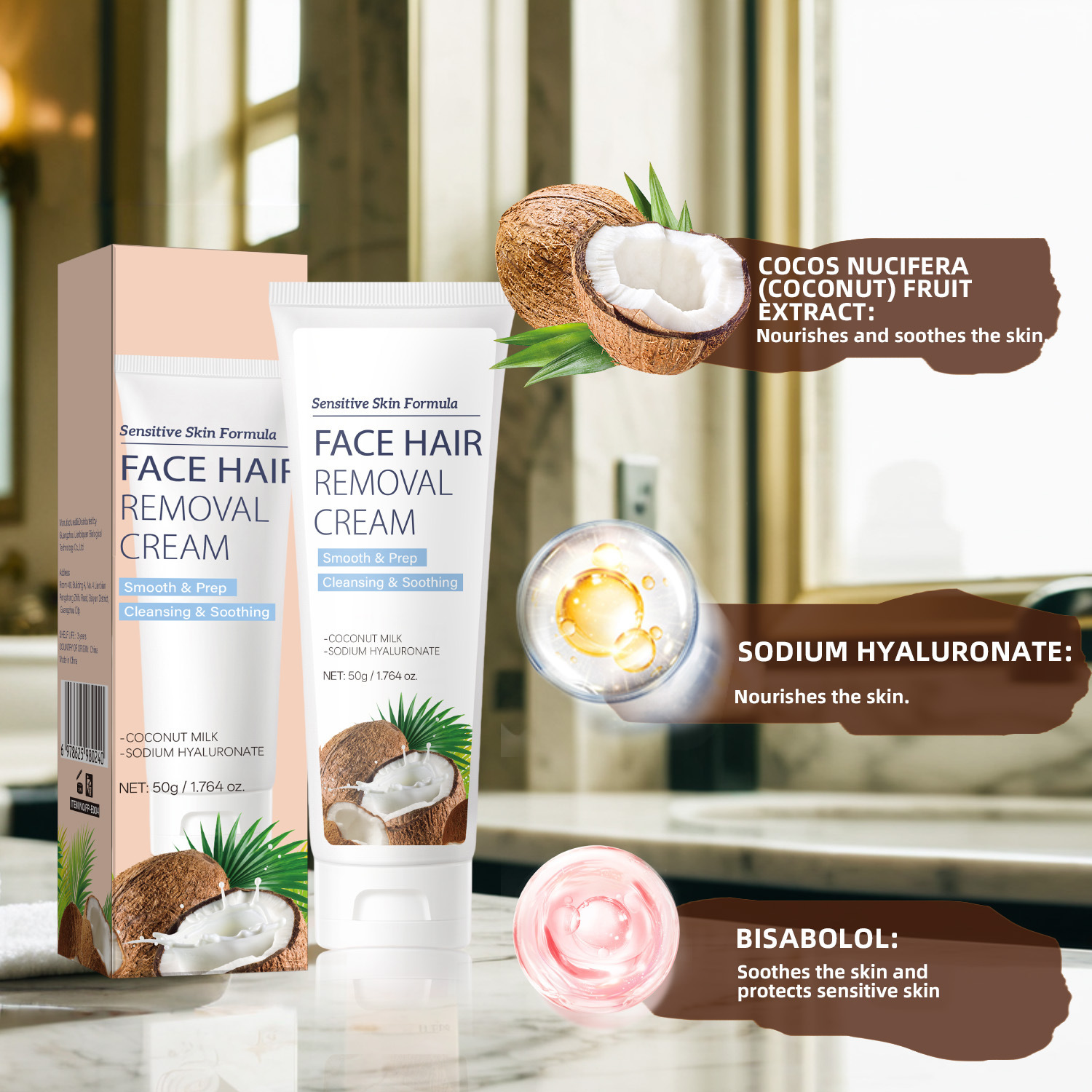 Facial Hair Removal Cream Gentle Smoothing Fine Hair Reducing For Daily At Home Grooming Care