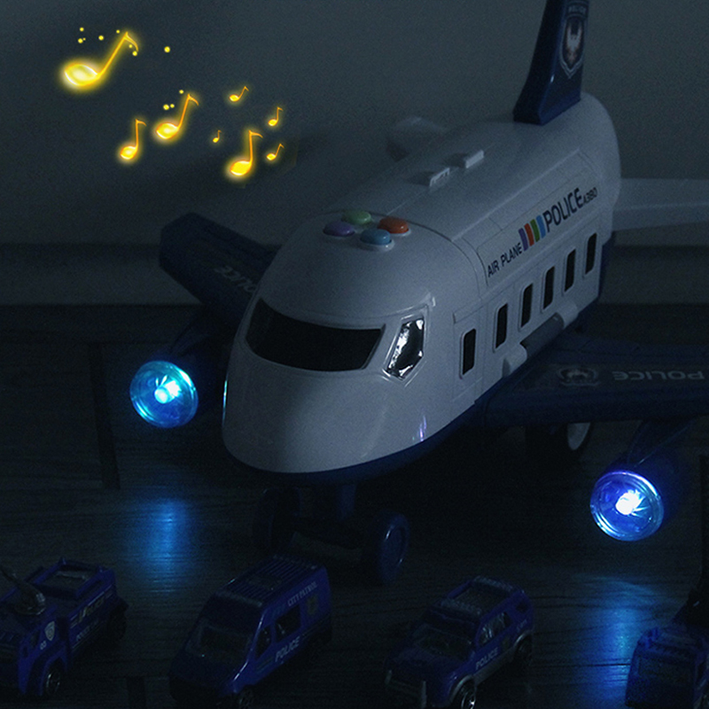 (police 491) New Aircraft Simulation Track Inertia Toy Airplane with Lights Music Large Size Passenger Plane Kids Airliner Toy Car Gifts