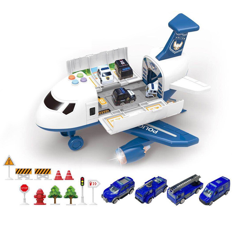 (police 491) New Aircraft Simulation Track Inertia Toy Airplane with Lights Music Large Size Passenger Plane Kids Airliner Toy Car Gifts