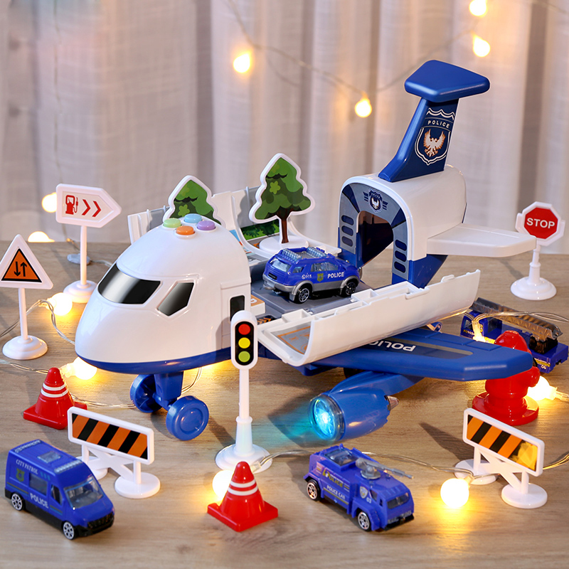 (police 491) New Aircraft Simulation Track Inertia Toy Airplane with Lights Music Large Size Passenger Plane Kids Airliner Toy Car Gifts
