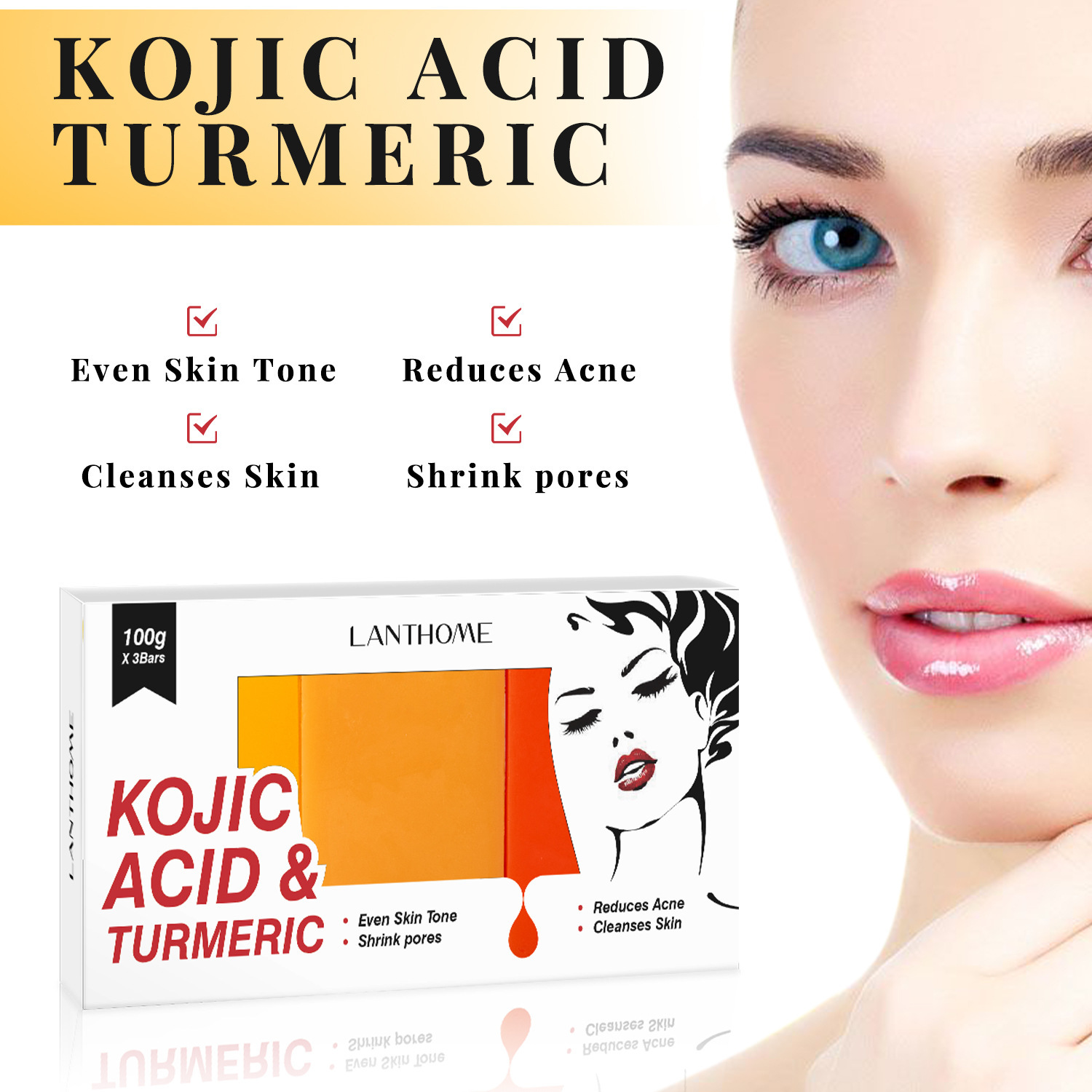 Kojic Acid Soap Set 3 Bars Deep Cleansing Exfoliating For Face And Body Daily Skincare Routine Natural Handmade 100g Each