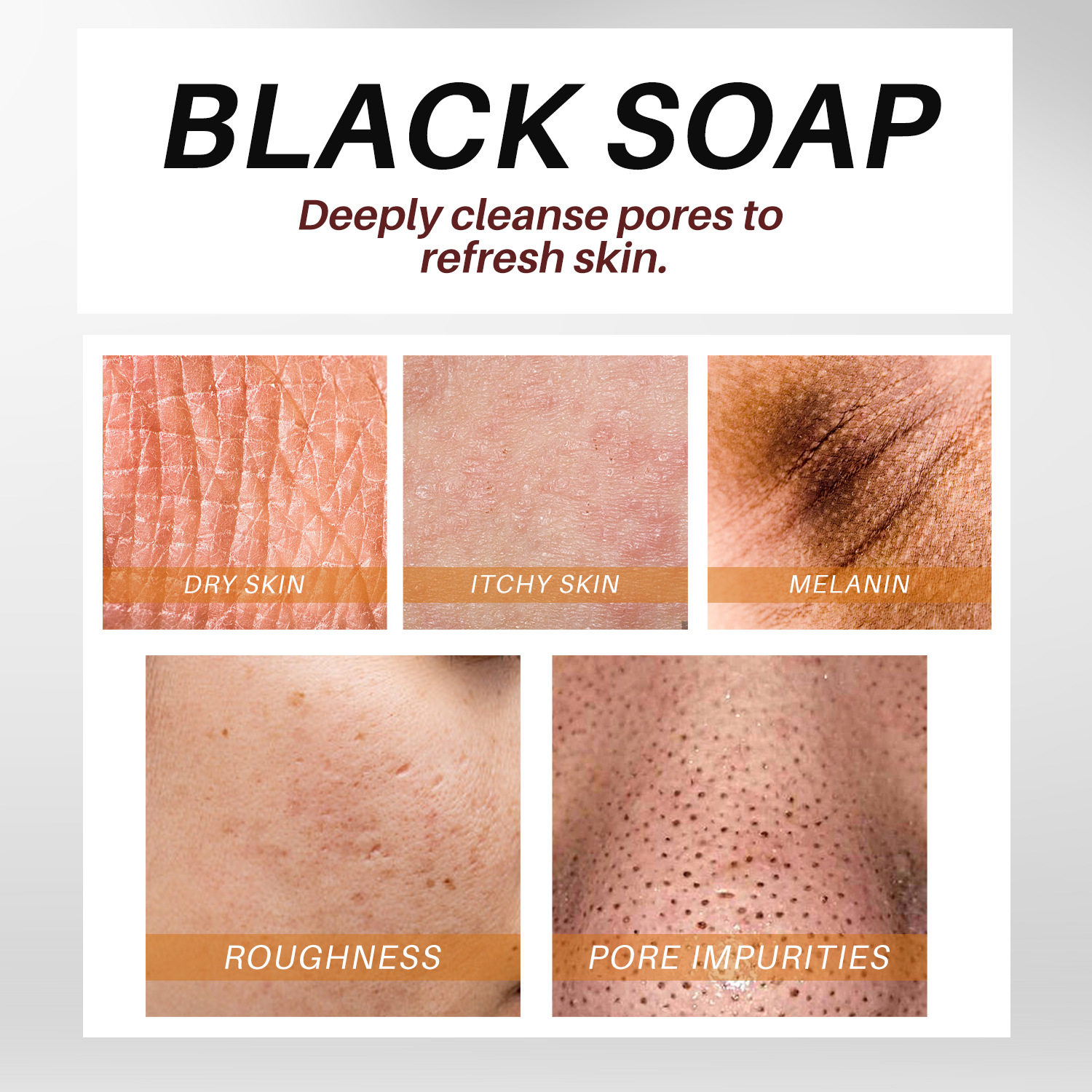 African Black Soap Deep Cleansing Body Wash Handmade Essential Oil Soap For Daily Bath And Shower 110g