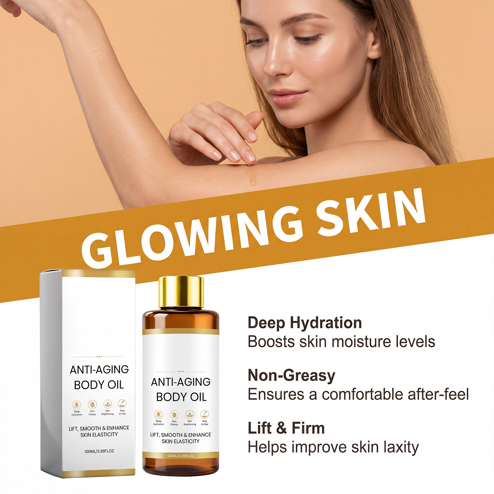 Revitalizing Body Essential Oil Deep Moisturizing Soften Even Bright Light Smooth Easy Spread Skin Body Care