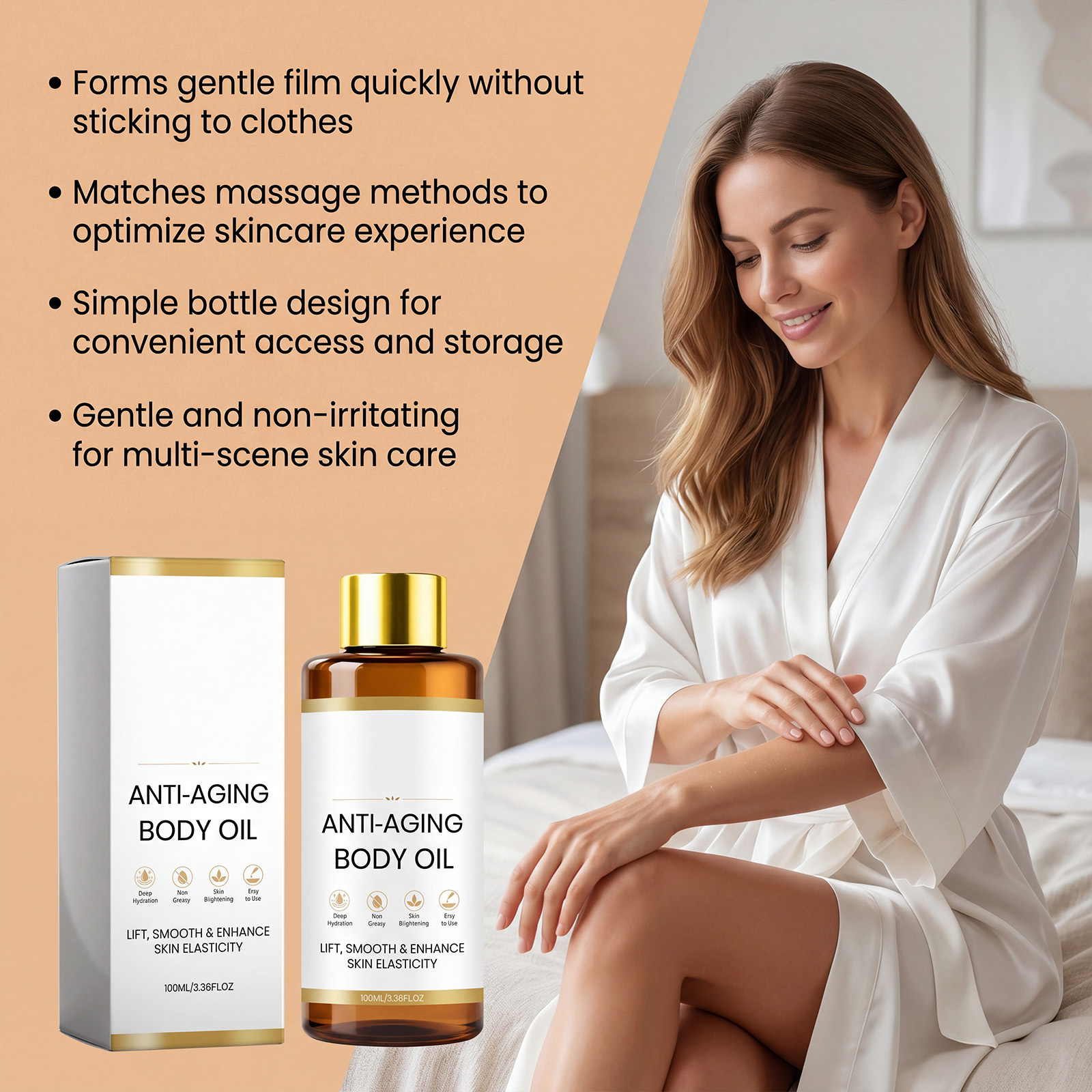 Revitalizing Body Essential Oil Deep Moisturizing Soften Even Bright Light Smooth Easy Spread Skin Body Care