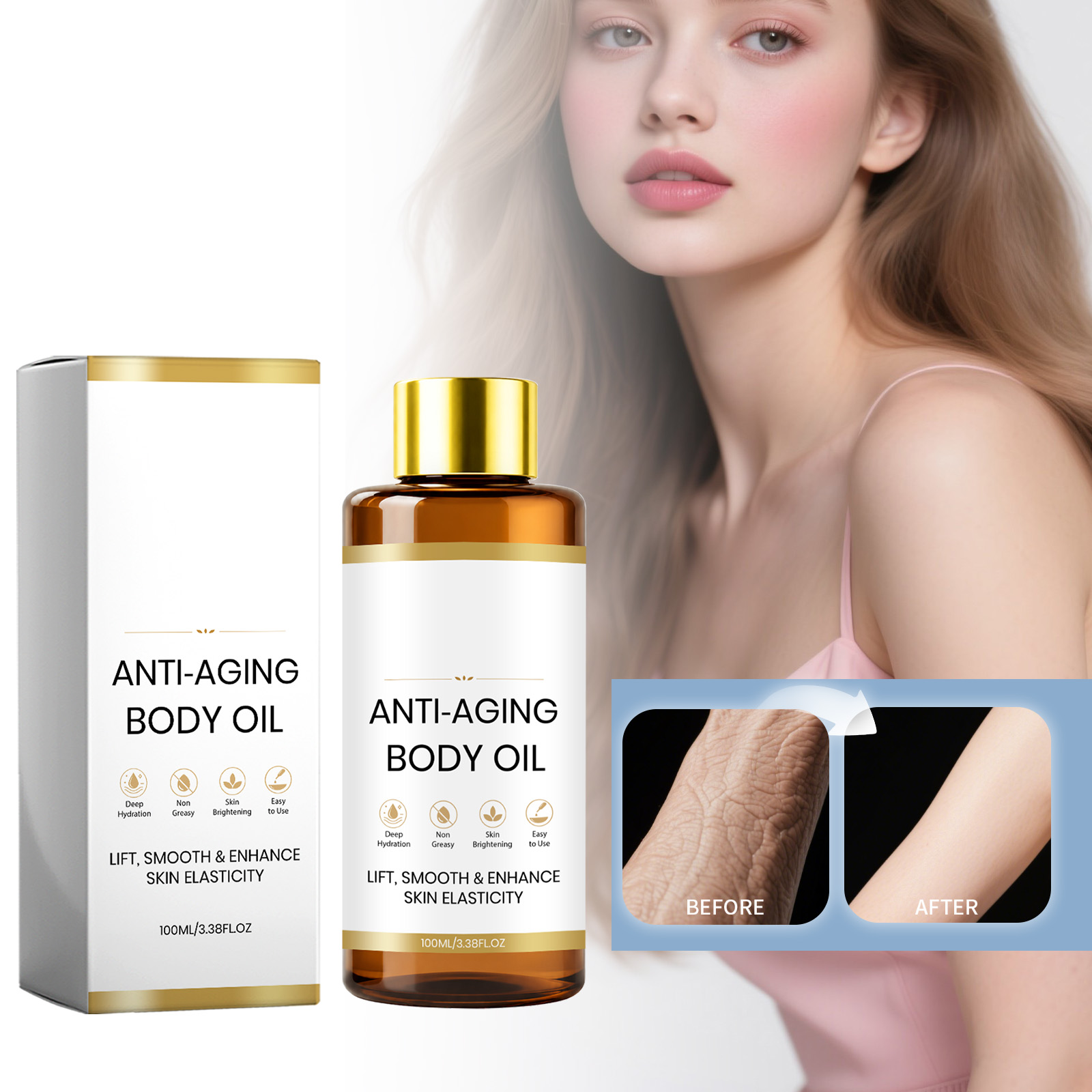 Revitalizing Body Essential Oil Deep Moisturizing Soften Even Bright Light Smooth Easy Spread Skin Body Care