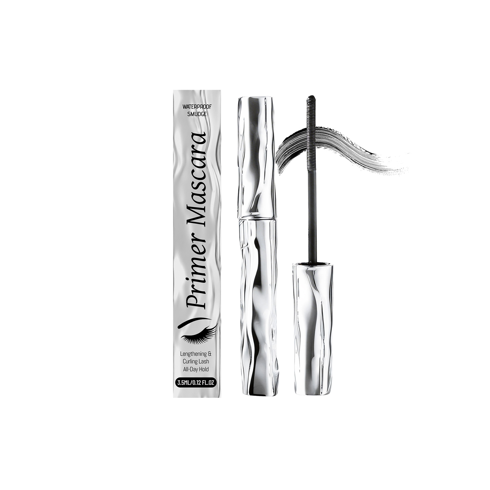 (Black) Length Curling Primer Mascara Black Separated Clump Free Long Lasting Waterproof Easy Brushing Eye Makeup Cosmetic
