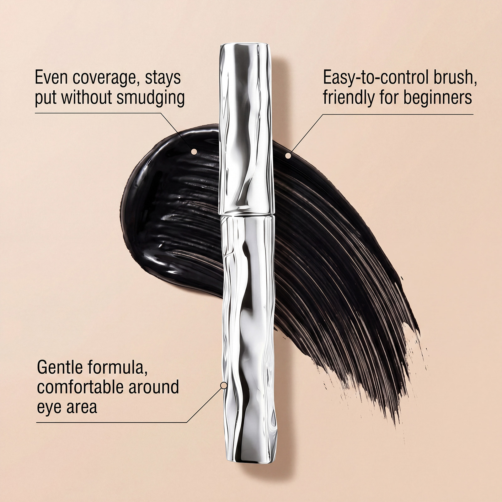 (Black) Length Curling Primer Mascara Black Separated Clump Free Long Lasting Waterproof Easy Brushing Eye Makeup Cosmetic