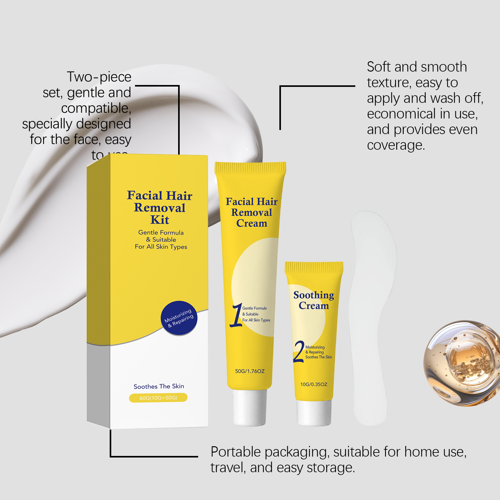 Facial Hair Removal Kit Mild Gentle Soft Easy To Operate Remove Lip Fine Hairs Fit Daily Face Care