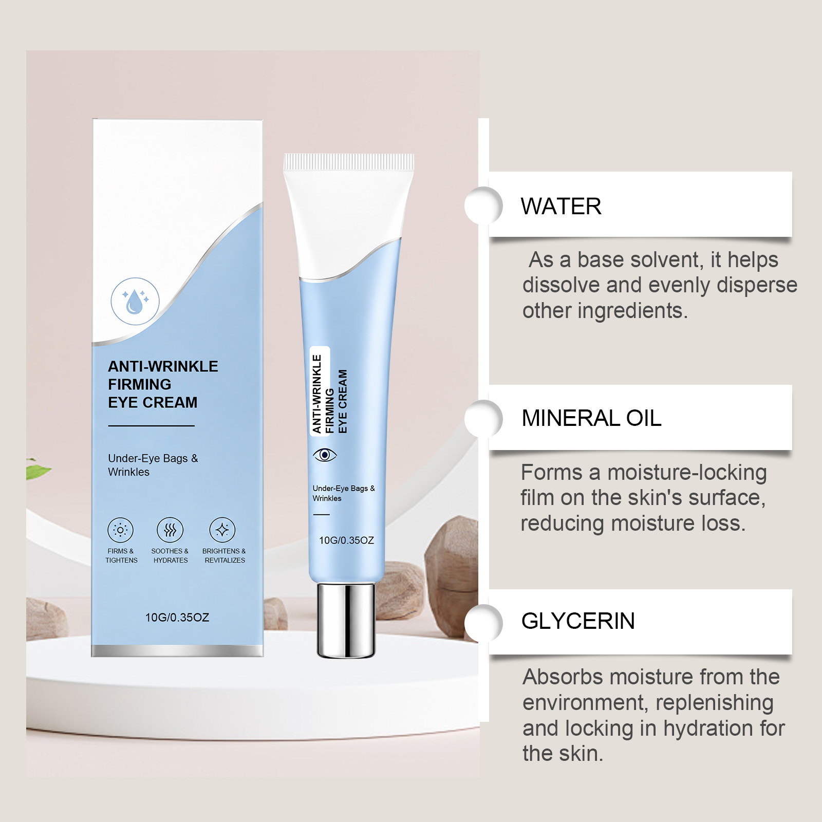 Eye Essence Cream Elastic Hydrating Moisturizing Mild Smooth Comfortable Massage Skin Care Around Eyes