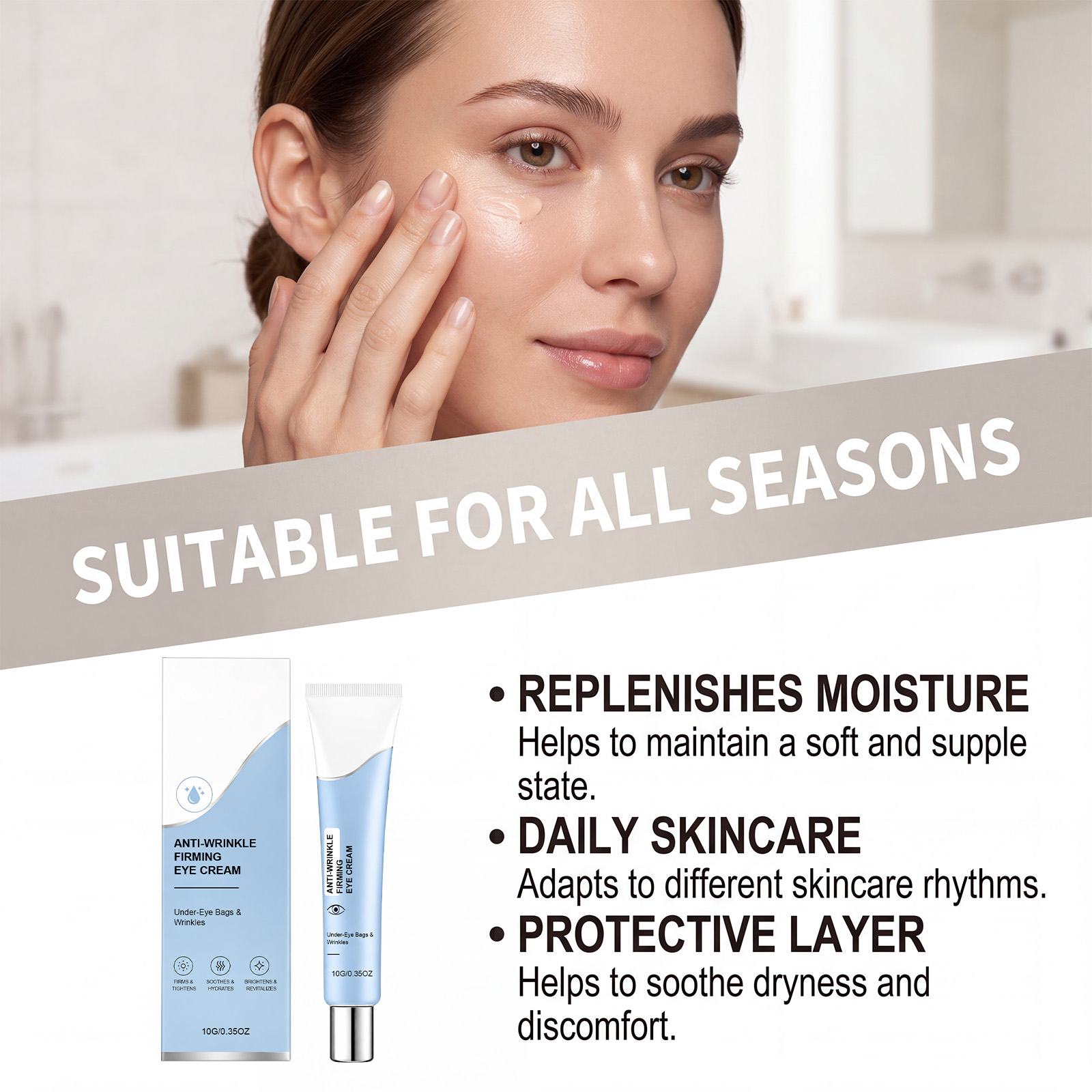 Eye Essence Cream Elastic Hydrating Moisturizing Mild Smooth Comfortable Massage Skin Care Around Eyes