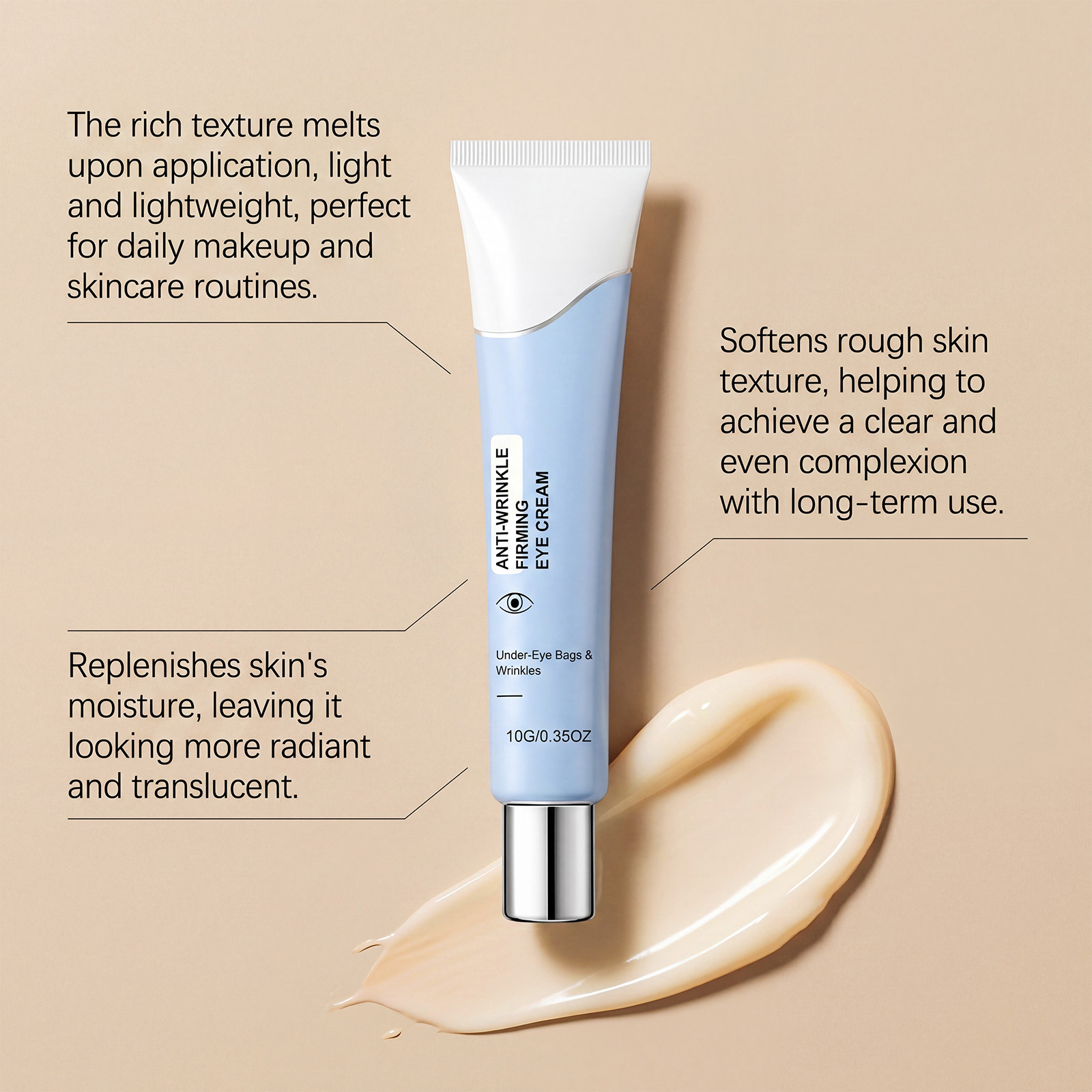 Eye Essence Cream Elastic Hydrating Moisturizing Mild Smooth Comfortable Massage Skin Care Around Eyes