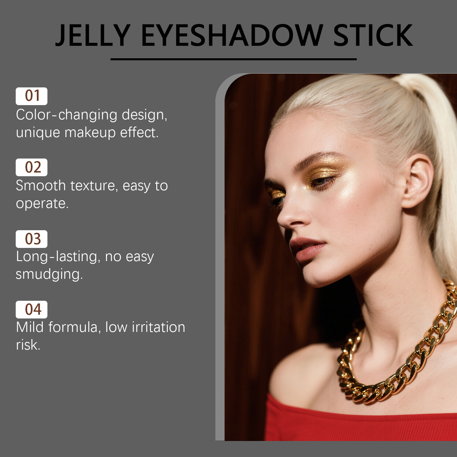 (Rose Pink) Bright Jelly Eyeshadow Stick Pearlescent Ivory Clear Watery Shimmer Multi Shades Daily Date Face Highlight