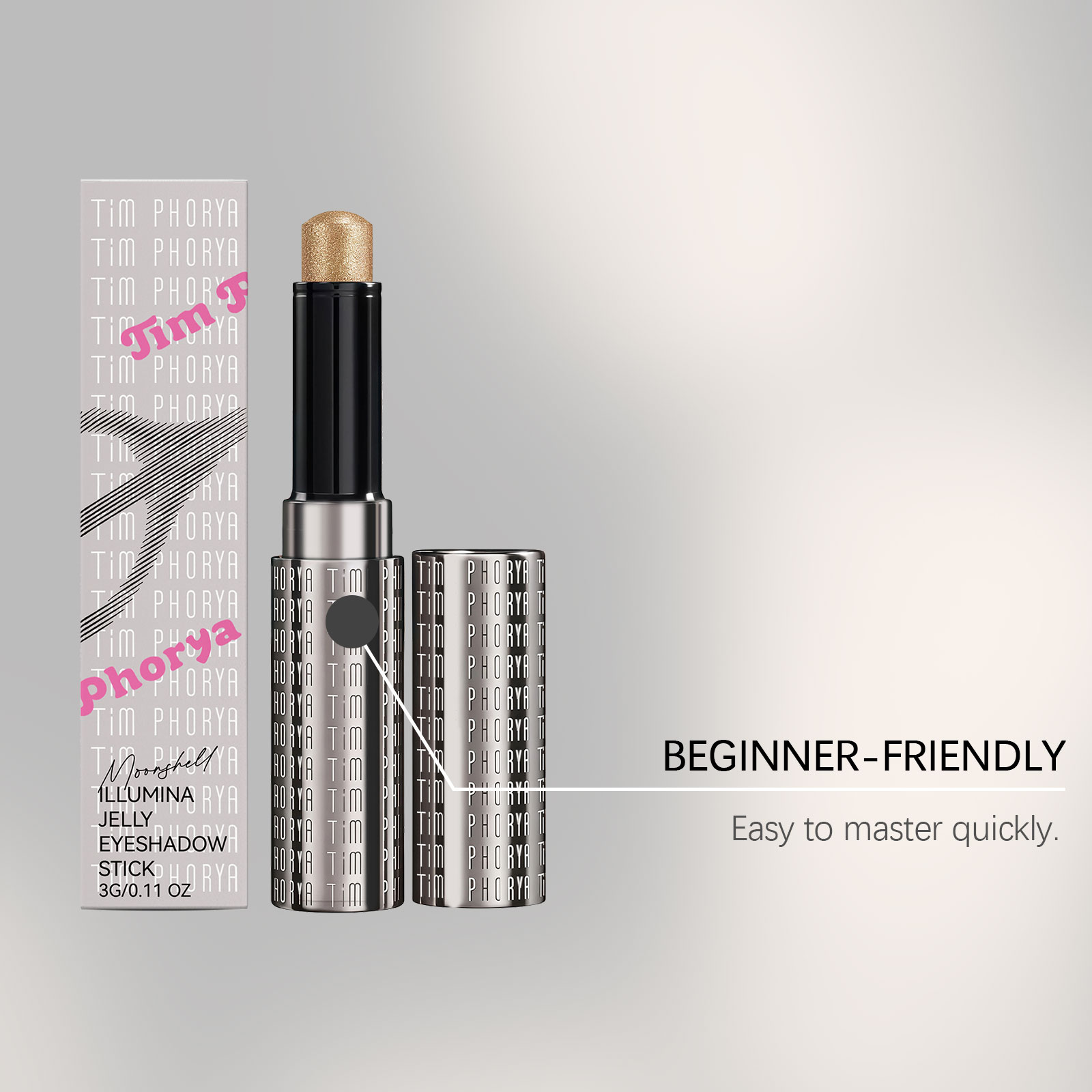 (Rose Pink) Bright Jelly Eyeshadow Stick Pearlescent Ivory Clear Watery Shimmer Multi Shades Daily Date Face Highlight