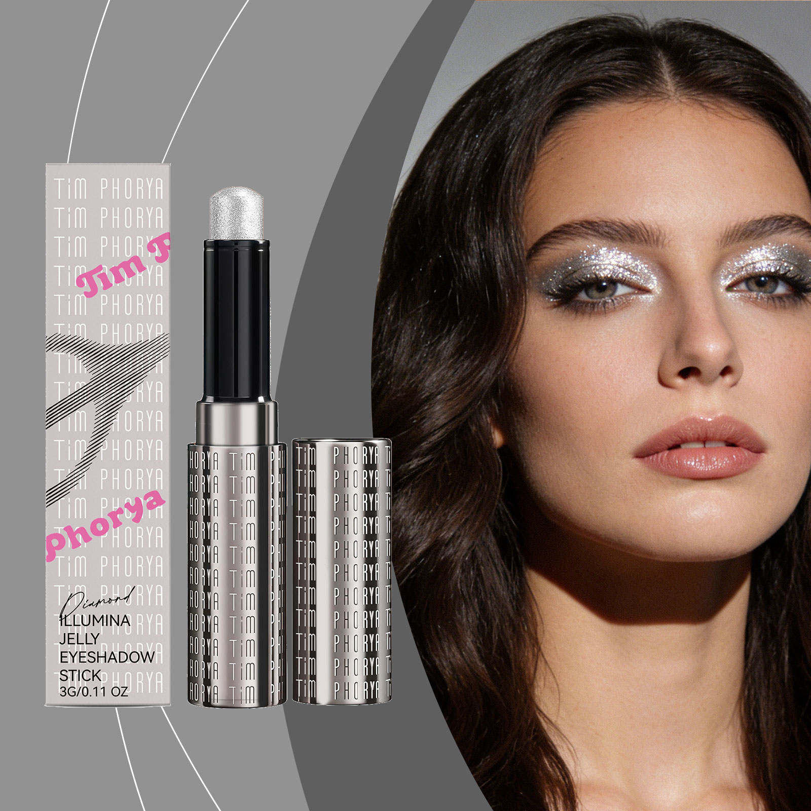 (Rose Pink) Bright Jelly Eyeshadow Stick Pearlescent Ivory Clear Watery Shimmer Multi Shades Daily Date Face Highlight