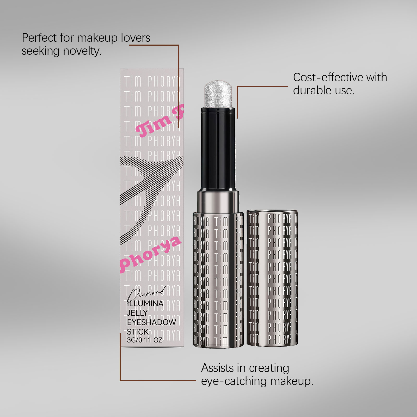 (Rose Pink) Bright Jelly Eyeshadow Stick Pearlescent Ivory Clear Watery Shimmer Multi Shades Daily Date Face Highlight