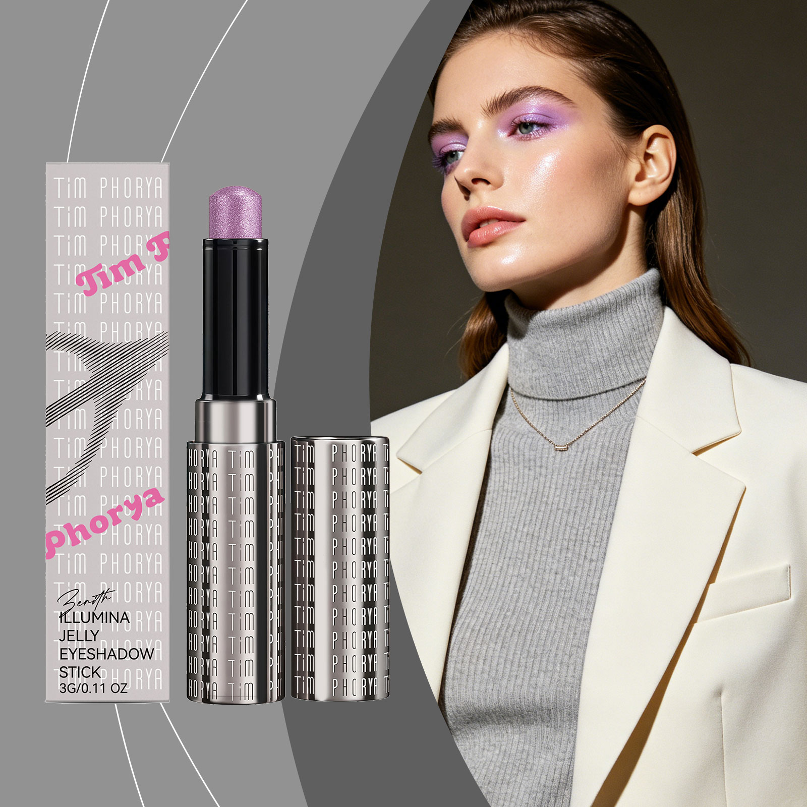 (Rose Pink) Bright Jelly Eyeshadow Stick Pearlescent Ivory Clear Watery Shimmer Multi Shades Daily Date Face Highlight