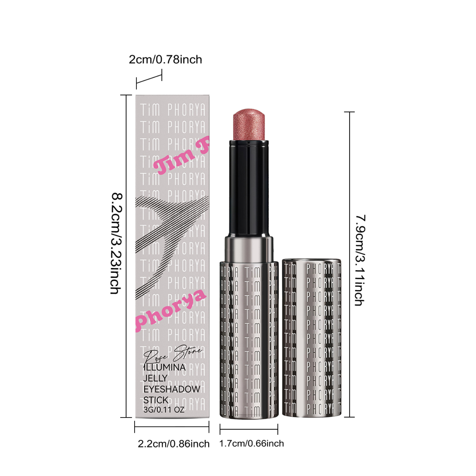 (Rose Pink) Bright Jelly Eyeshadow Stick Pearlescent Ivory Clear Watery Shimmer Multi Shades Daily Date Face Highlight