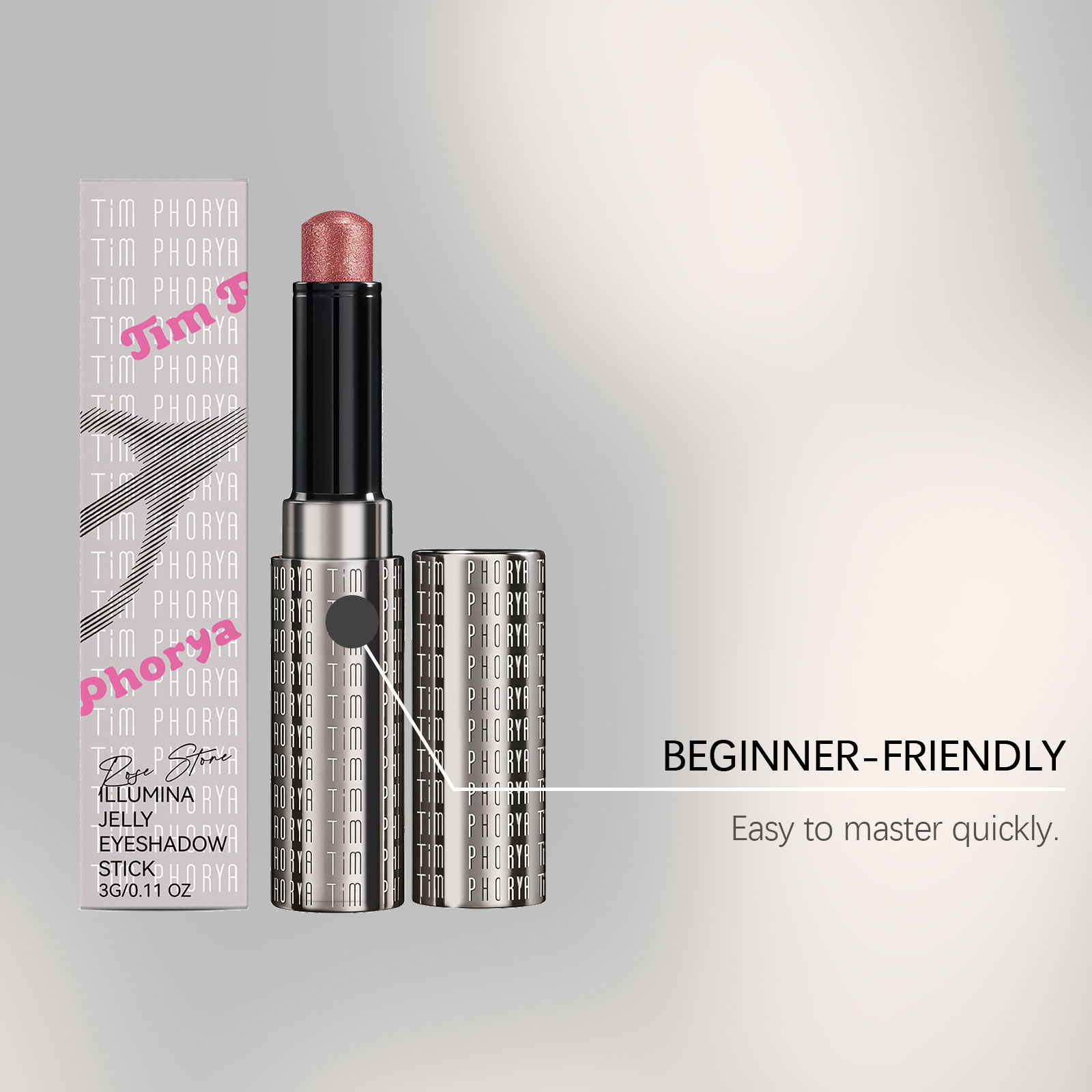 (Rose Pink) Bright Jelly Eyeshadow Stick Pearlescent Ivory Clear Watery Shimmer Multi Shades Daily Date Face Highlight