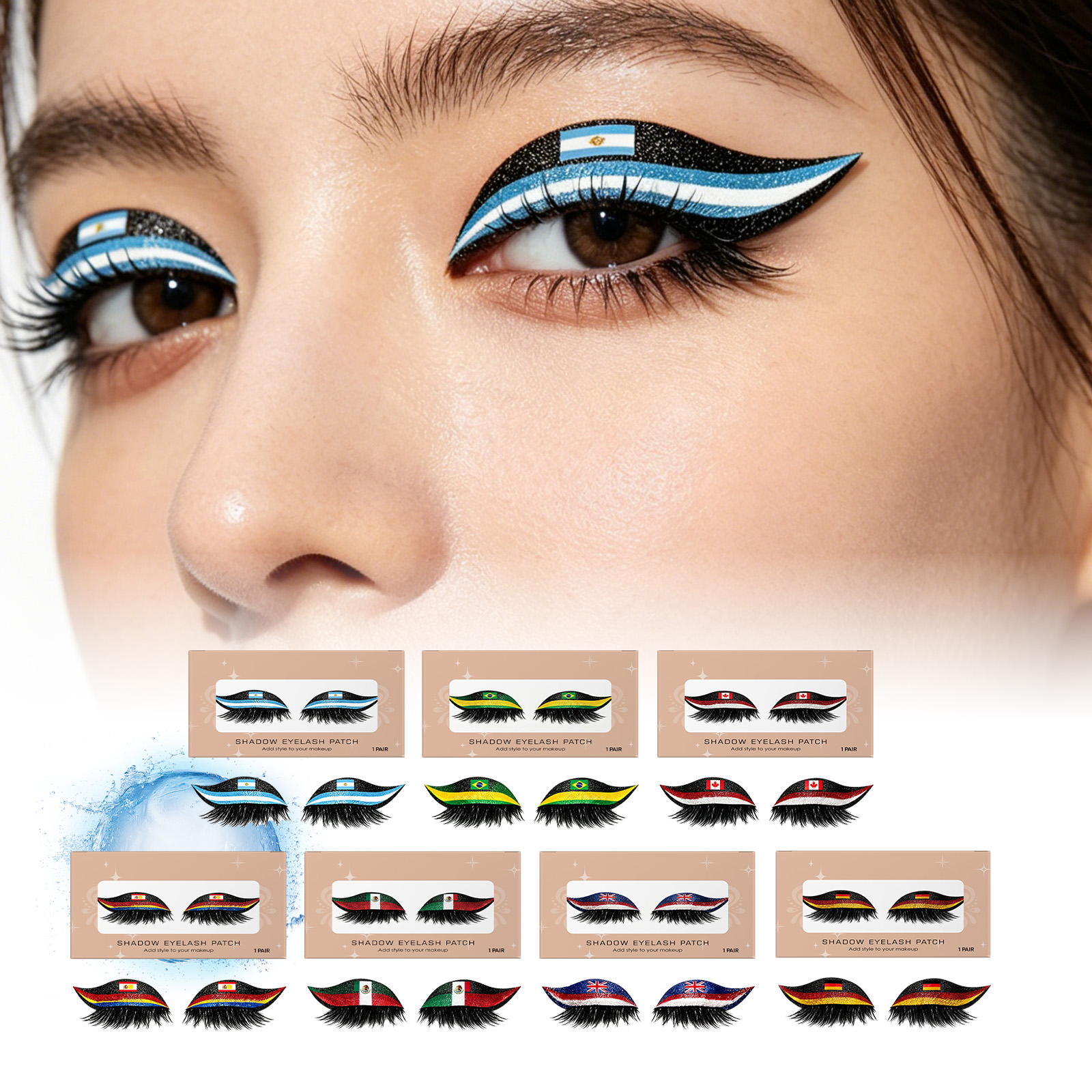 Argentina Flag False Eyelashes Daily Wear Soft Lightweight Match Watching Party Atmosphere Gentle Cosmetic Accessory