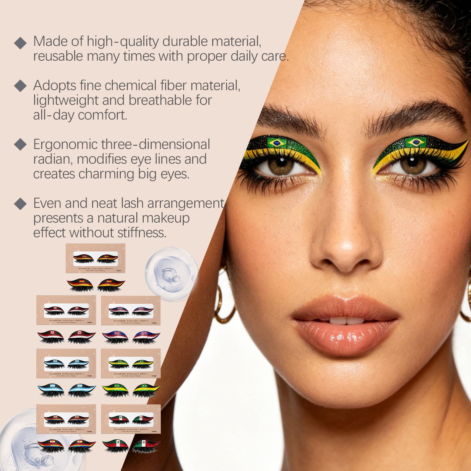 Argentina Flag False Eyelashes Daily Wear Soft Lightweight Match Watching Party Atmosphere Gentle Cosmetic Accessory