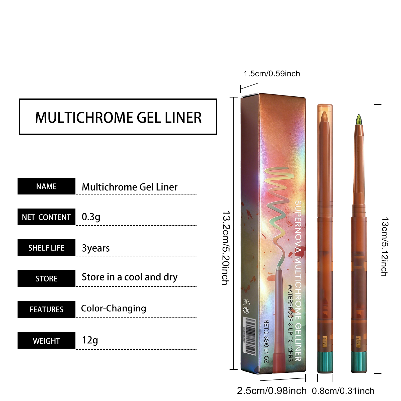 (03) Light Changing Eyeliner Gel Pen Unique Eye Makeup Style Smooth Lines Non Caking Non Fading Color Shimmer Cosmetics