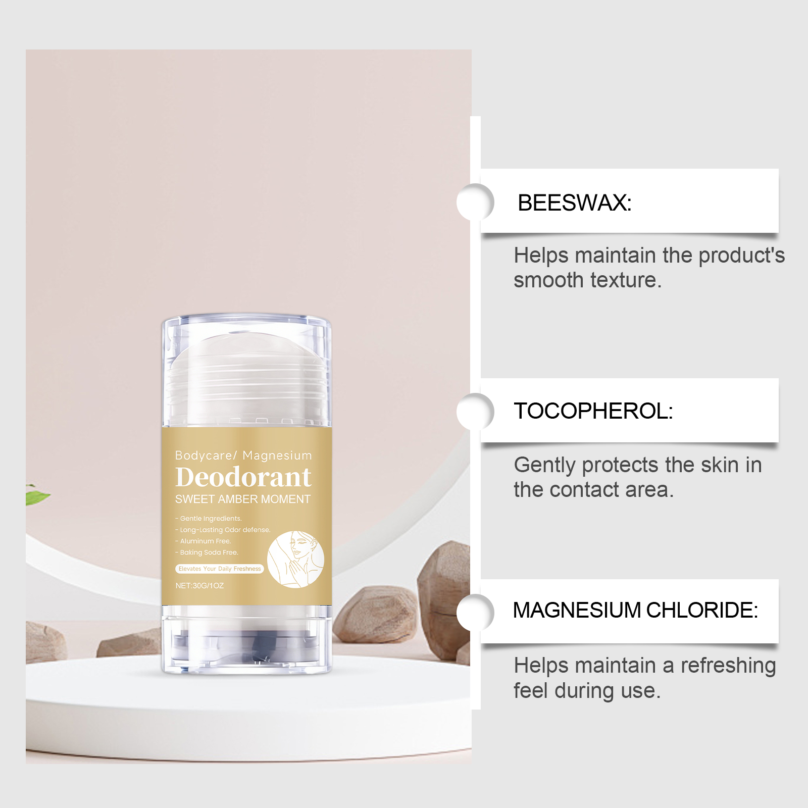 Amber Body Care Stick Daily Mild Moisturizing Clean Fresh Portable Care Skin Underarm Gentle Soft