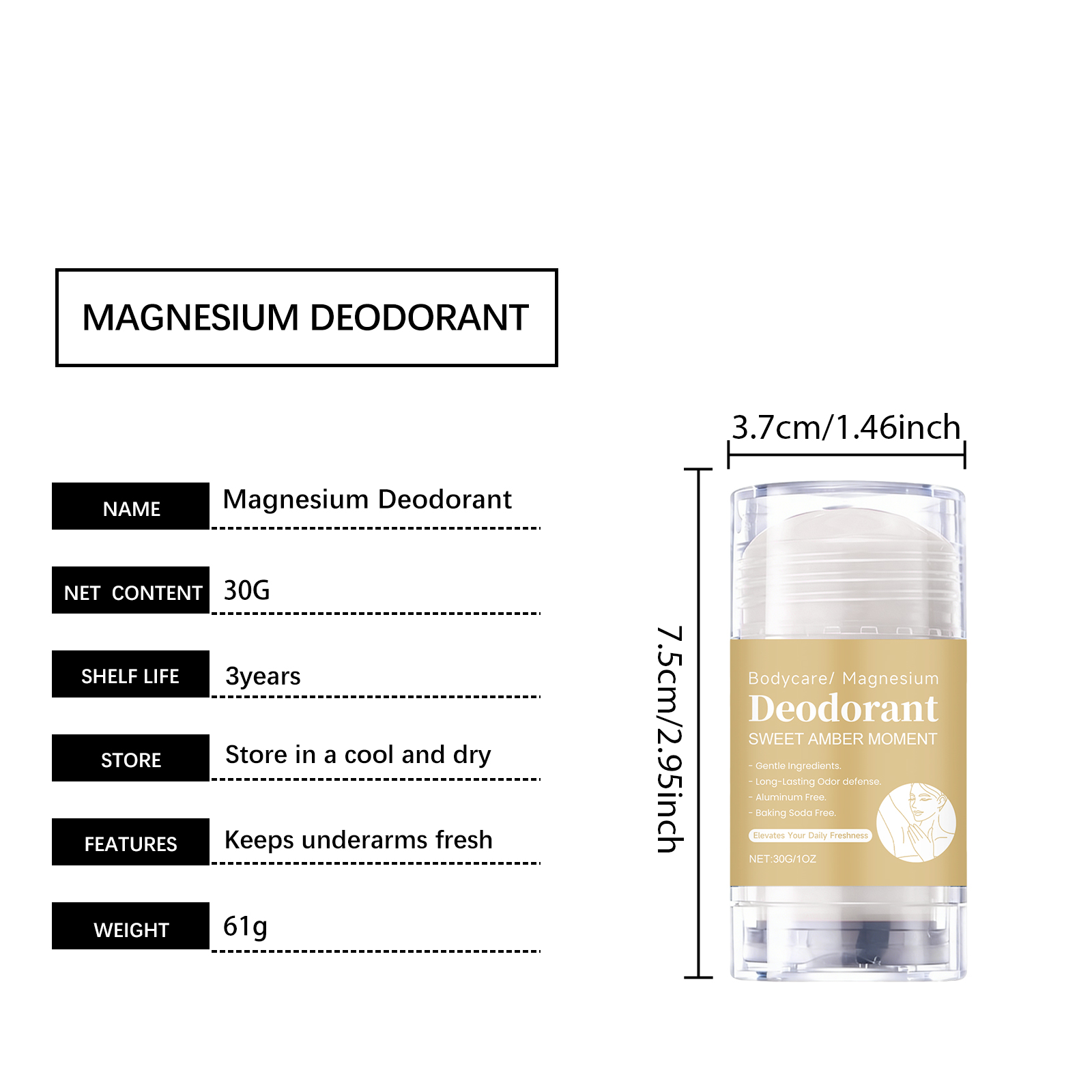 Amber Body Care Stick Daily Mild Moisturizing Clean Fresh Portable Care Skin Underarm Gentle Soft
