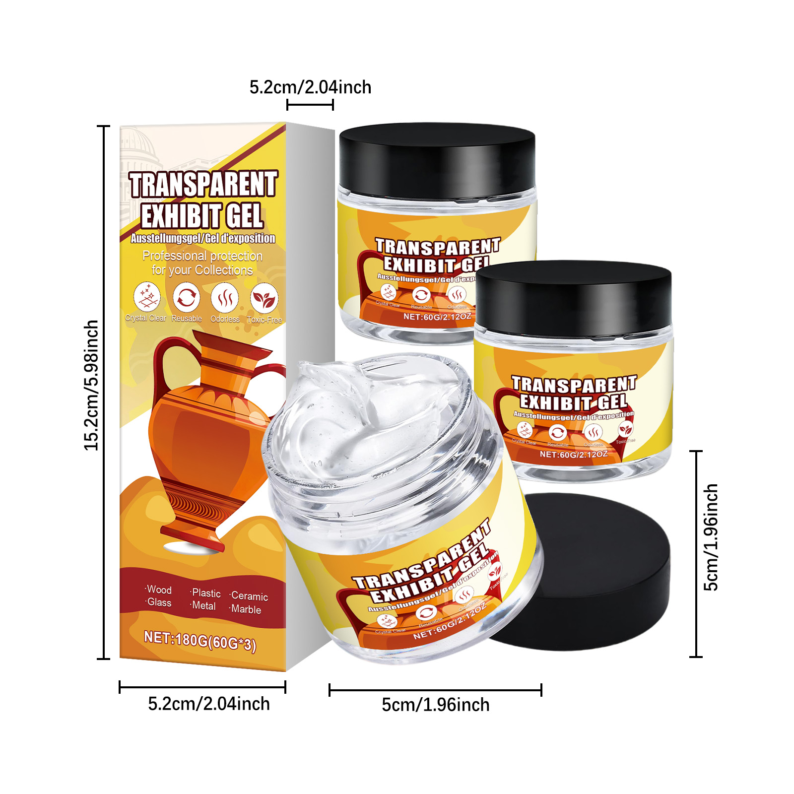 Clear Display Gel Stable Base Protective Adhesive For Exhibits Collections Window Counter Display Usage Special